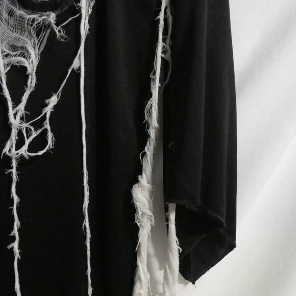 Black Skeleton Reaper Hooded Robe | large | Exposed Rib Cage | Dangling Webbing - Picture 9 of 16